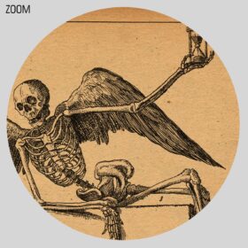 Printable Angel of Death on tombstone, skeleton art, medieval print - vintage print poster