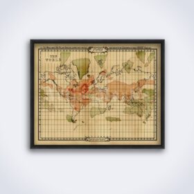 Printable Atlantis mythical island map - Ancient world geography poster - vintage print poster
