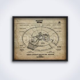 Printable Avro Project diagram - secret military flying saucer poster - vintage print poster