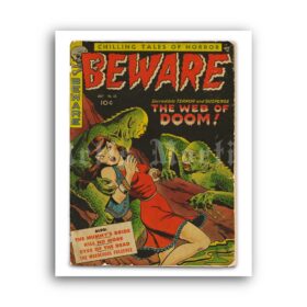 Printable Beware, 1953 vintage horror pulp fiction magazine cover poster - vintage print poster