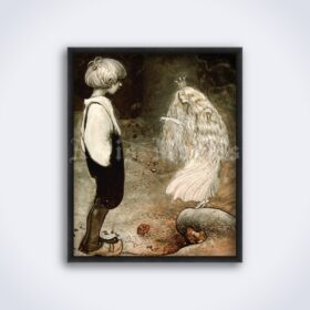 Printable Boy and the Magic Queen - John Bauer art illustration poster - vintage print poster