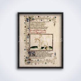 Printable Canterbury Tales by Geoffrey Chaucer medieval manuscript - vintage print poster