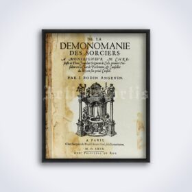 Printable Demonomanie of Jean Bodin title page, medieval inquisition print - vintage print poster