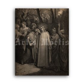 Printable Kiss of Judas - The Bible illustration by Gustave Dore - vintage print poster