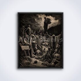 Printable Valley of Dry Bones - The Bible illustration by Gustave Dore - vintage print poster