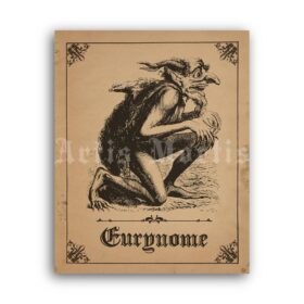 Printable Eurynome Demon - Infernal Dictionary art, demonology print - vintage print poster