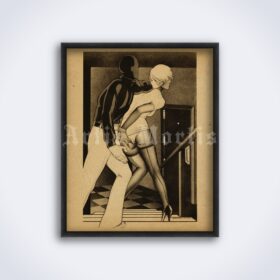 Printable Fanni Hall spanking and torture illustration - art by Bishop - vintage print poster