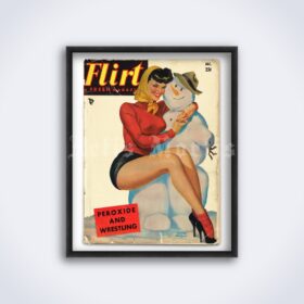 Printable Flirt - vintage Dec. 1950 pin-up girlie magazine cover poster - vintage print poster