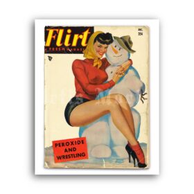 Printable Flirt - vintage Dec. 1950 pin-up girlie magazine cover poster - vintage print poster