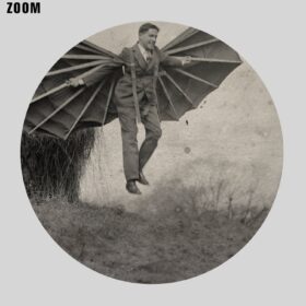 Printable Flying man, wingsuit, artificial wings, vintage weird photo - vintage print poster