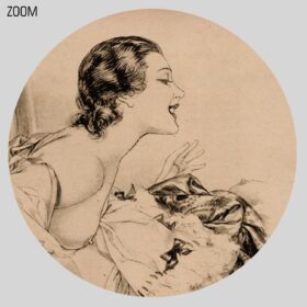 Printable Vintage lesbian love - French risque, boudoir art by Herric - vintage print poster