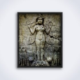 Printable Ishtar goddess, Queen of the Night - ancient Sumerian art - vintage print poster