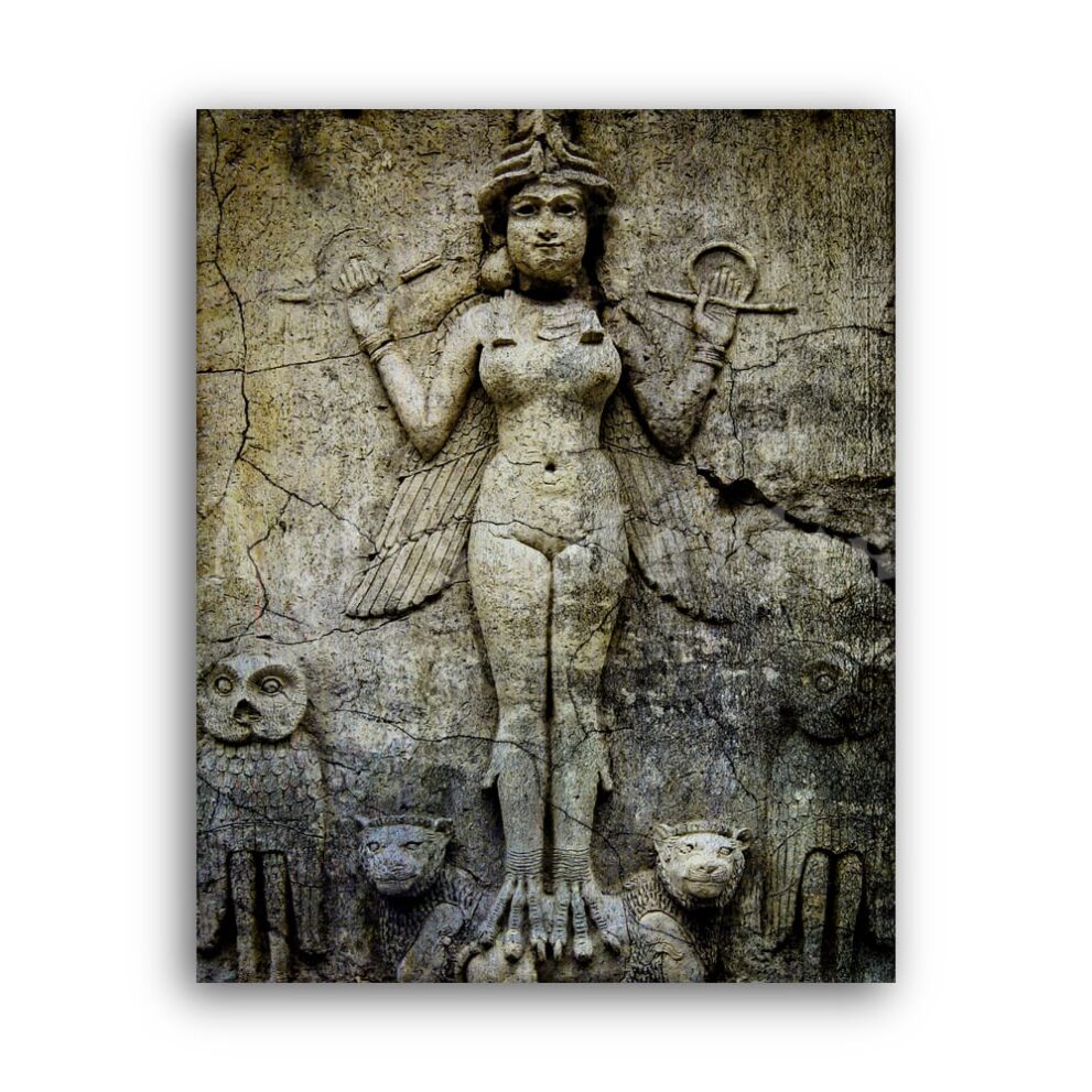 Printable Ishtar goddess, Queen of the Night - ancient Sumerian art - vintage print poster