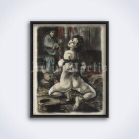 Printable Roped and tortured girl - Japanese BDSM art by Juan Maeda - vintage print poster