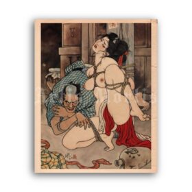 Printable Samurai erotica, bondage - Japanese BDSM art by Kita Reiko - vintage print poster
