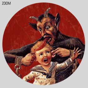 Printable Krampus punishing a child, Christmas Devil, Evil Santa poster - vintage print poster