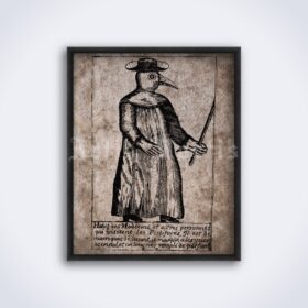 Printable Plague Doctor medieval woodcut, black death print - vintage print poster