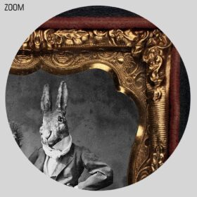 Printable Anthropomorphic Rabbit and Wolf antique daguerreotype photo - vintage print poster