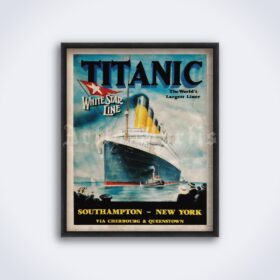Printable RMS Titanic White Star Line vintage 1912 advertisement poster - vintage print poster