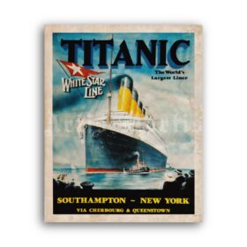 Printable RMS Titanic White Star Line vintage 1912 advertisement poster - vintage print poster