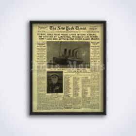 Printable Titanic sinking vintage 1912 New York Times newspaper poster - vintage print poster