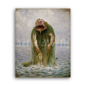 Printable Water Troll painting by Theodor Kittelsen folk tales art poster - vintage print poster