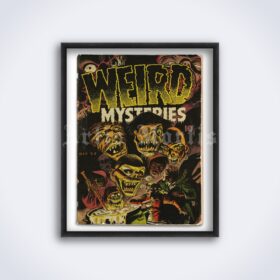 Printable Weird Mysteries, 1952 vintage horror pulp magazine cover poster - vintage print poster
