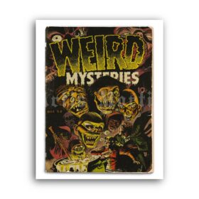 Printable Weird Mysteries, 1952 vintage horror pulp magazine cover poster - vintage print poster