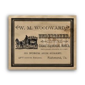Printable Woodward Undertaker - Funeral advertisement, vintage print - vintage print poster
