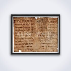 Printable Beowulf medieval poem manuscript pages, folk legend poster - vintage print poster