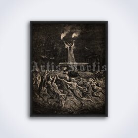 Printable Dance of Sabbat - witches sabbath illustration by Gustave Dore - vintage print poster