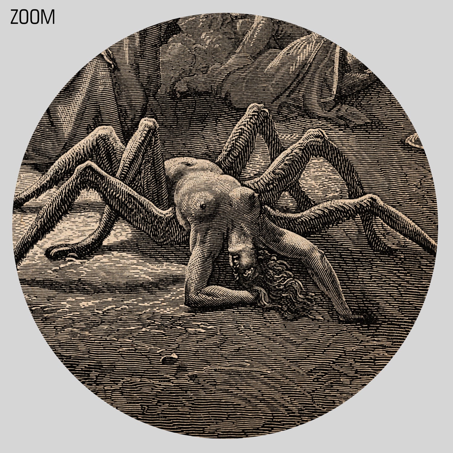 Printable Arachne monster, spider Purgatory illustration