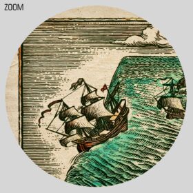 Printable Flat Earth on Dragon - medieval cosmogony, ancient mythology - vintage print poster