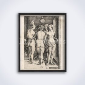 Printable The Four Witches - Albrecht Durer medieval engraving art - vintage print poster