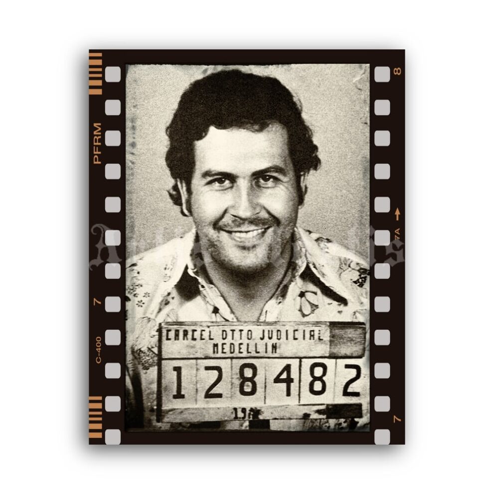 Printable Pablo Escobar mugshot - drug cartel boss photo poster - vintage print poster