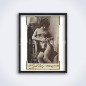 Printable Retro lingerie - Vintage French nude study cabinet card photo - vintage print poster