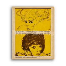 Printable Gustav Klimt, Egon Schiele - vintage 1968 art exhibition poster - vintage print poster