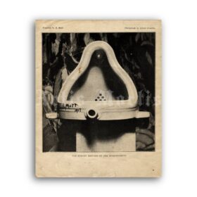 Printable Marcel Duchamp Fountain sculpture, vintage 1917 photo poster - vintage print poster