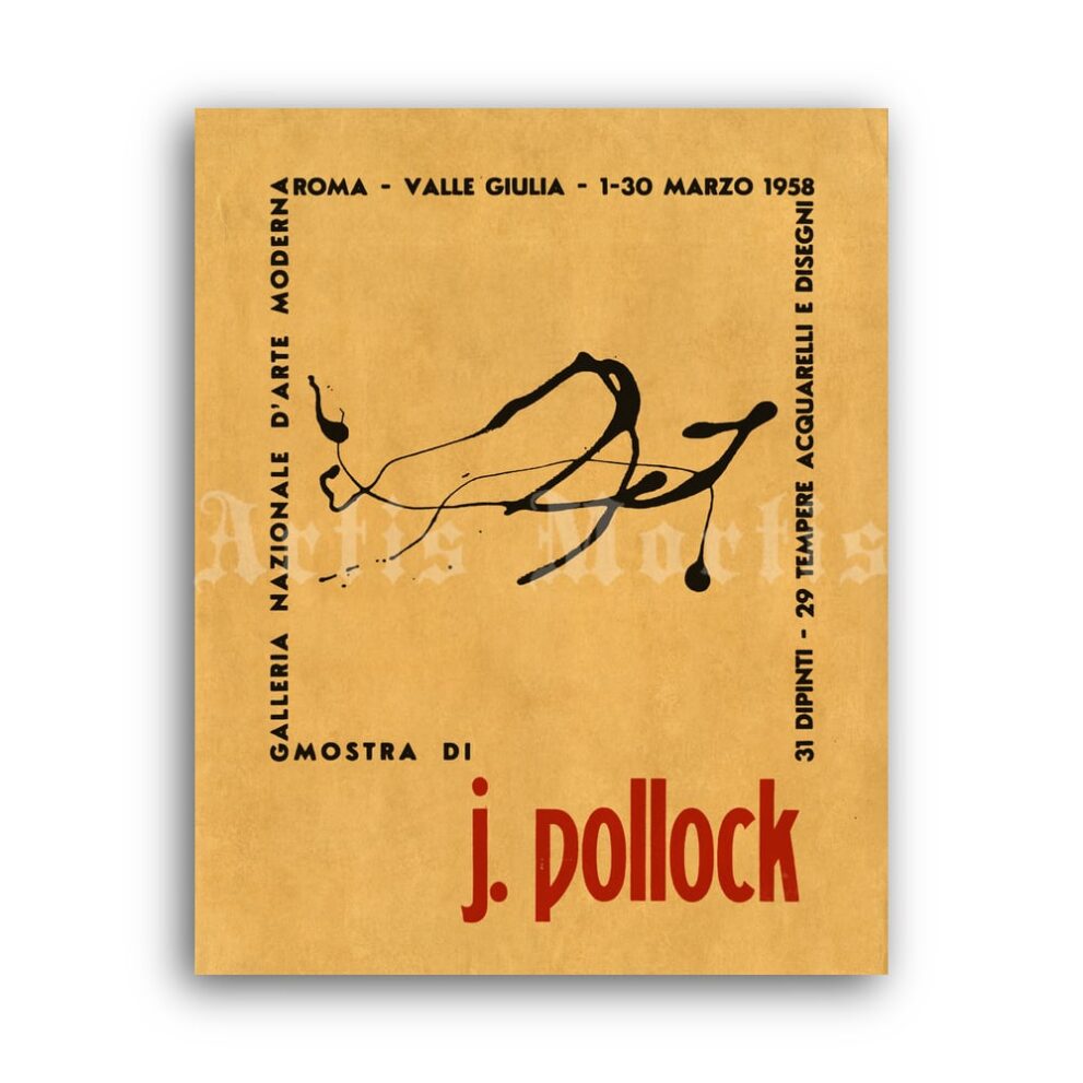 Printable Jackson Pollock - vintage 1958 abstract art exhibition poster - vintage print poster