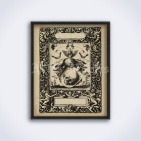 Printable Baroque skulls ornate medieval dark art, memento mori print - vintage print poster