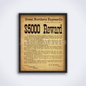 Printable Butch Cassidy's Wild Bunch Wanted poster, Reward proclamation - vintage print poster