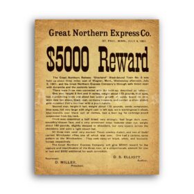 Printable Butch Cassidy's Wild Bunch Wanted poster, Reward proclamation - vintage print poster