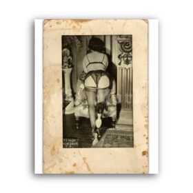 Printable Retro French Yva Richard lingerie fashion, stockings photo - vintage print poster