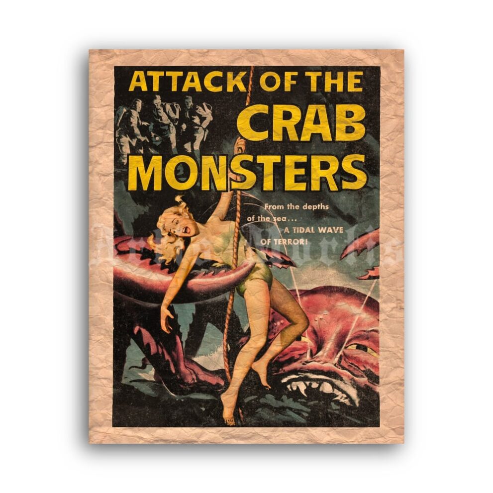 Printable Attack of the Crab Monsters - vintage 1957 horror movie poster - vintage print poster