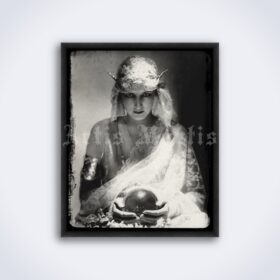 Printable Dolores Fortune Teller, gypsy girl, crystal ball - vintage photo - vintage print poster