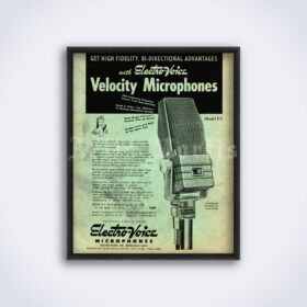 Printable Electro-Voice vintage ribbon microphone poster, studio decor - vintage print poster