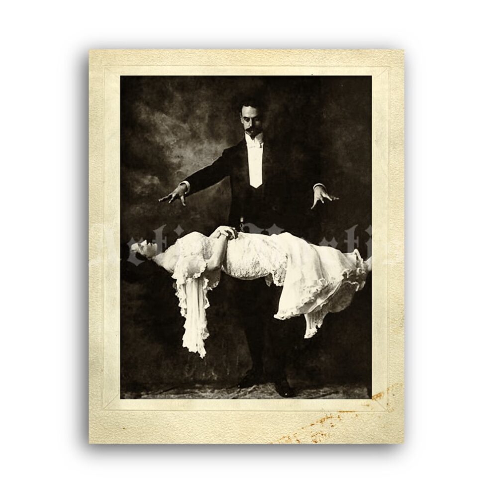 Printable Levitation photo - George Brindamour magic show print - vintage print poster