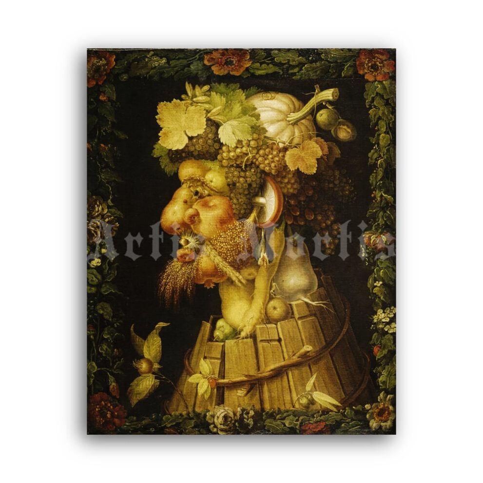 Printable Autumn, Four Seasons - painting by Giuseppe Arcimboldo - vintage print poster