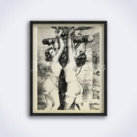 Printable Tortured girls - vintage French fetish, BDSM art by Herric - vintage print poster