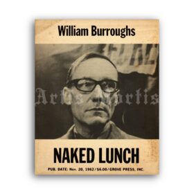 Printable William Burroughs - Naked Lunch novel 1962 promo poster - vintage print poster